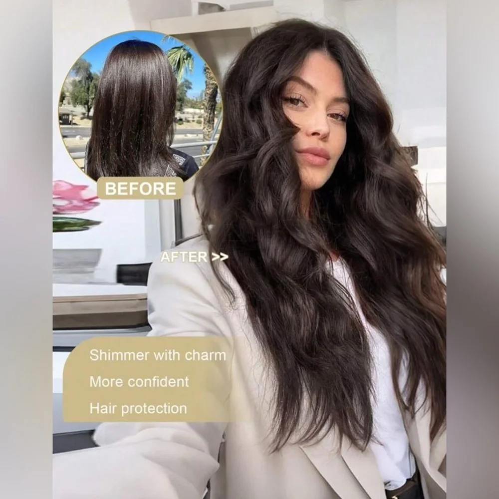 Dark Brown Clip in hair extensions 22 in Water Wave hair - Picture 12 of 14